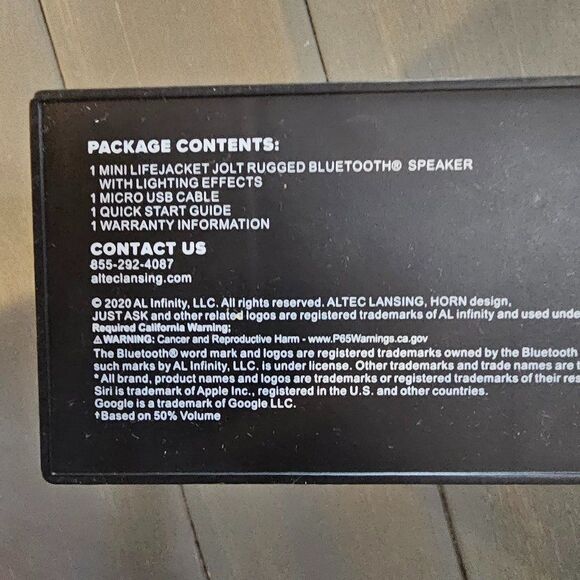 Altec Lansing Black Mini Lifejacket Jolt Rugged Portable Bluetooth Speaker - Picture 10 of 16